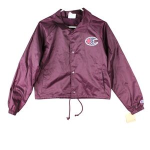 Champion Women Jacket Cropped Coaches Windbreaker Drawstring Size M Purple NWT